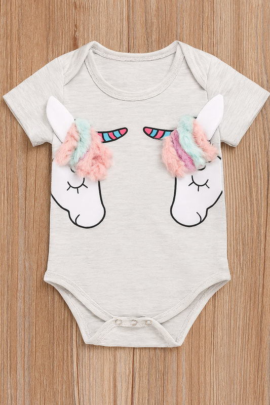 Grey Unicorn Baby Bodysuit
