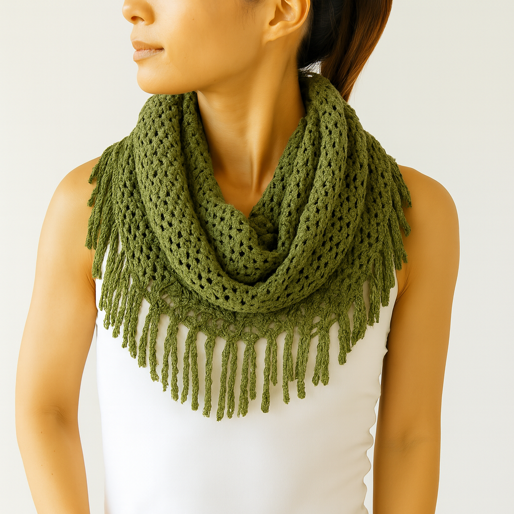 Oilve Tube-Style Scarf with Fringe