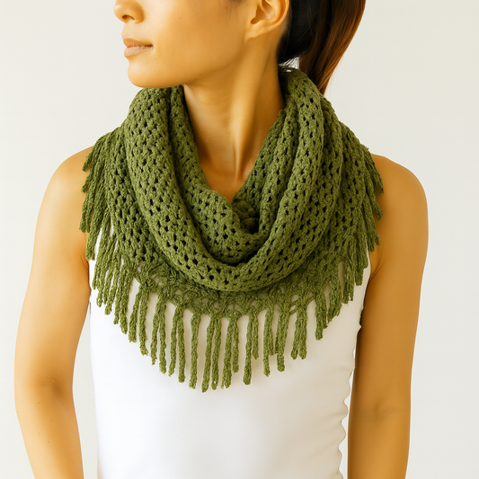 Oilve Tube-Style Scarf with Fringe