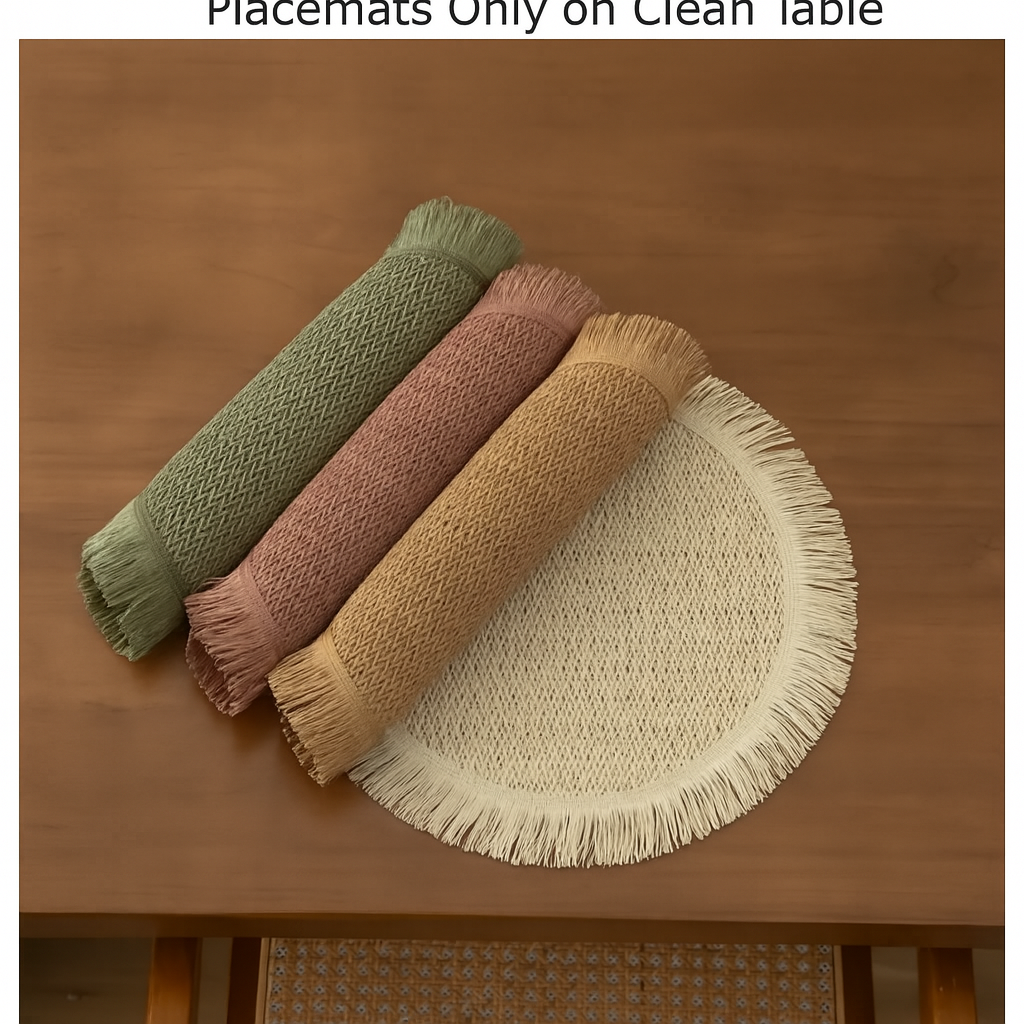 Braided Woven 15" Round Placemat with Fringe