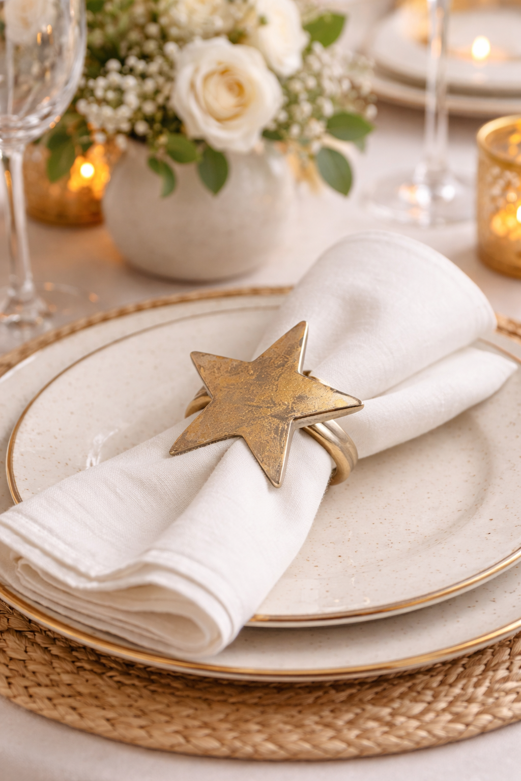 Rustic Gold Star Brass Napkin Ring
