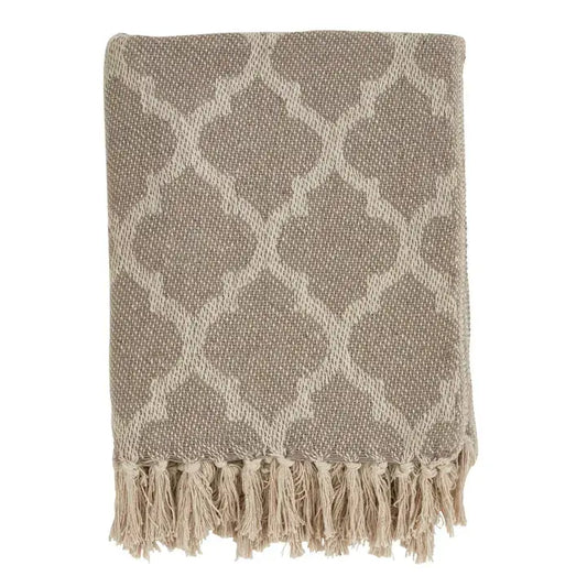 TH483 - Grey Moroccan Tile 50x60 Inch Cotton Throw Blanket