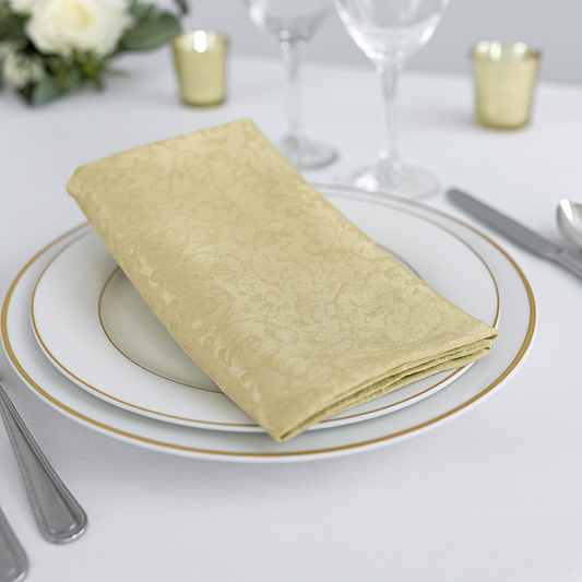 XJ378 - Gold Damask Holiday 18-Inch Dinner Napkin