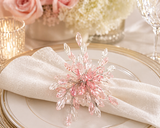 Pink Beaded Flower Napkin Ring