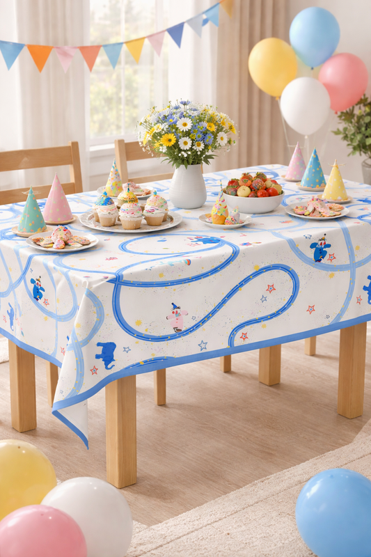 Fun Circus Animal Scalloped Tablecloth - 56"x71"