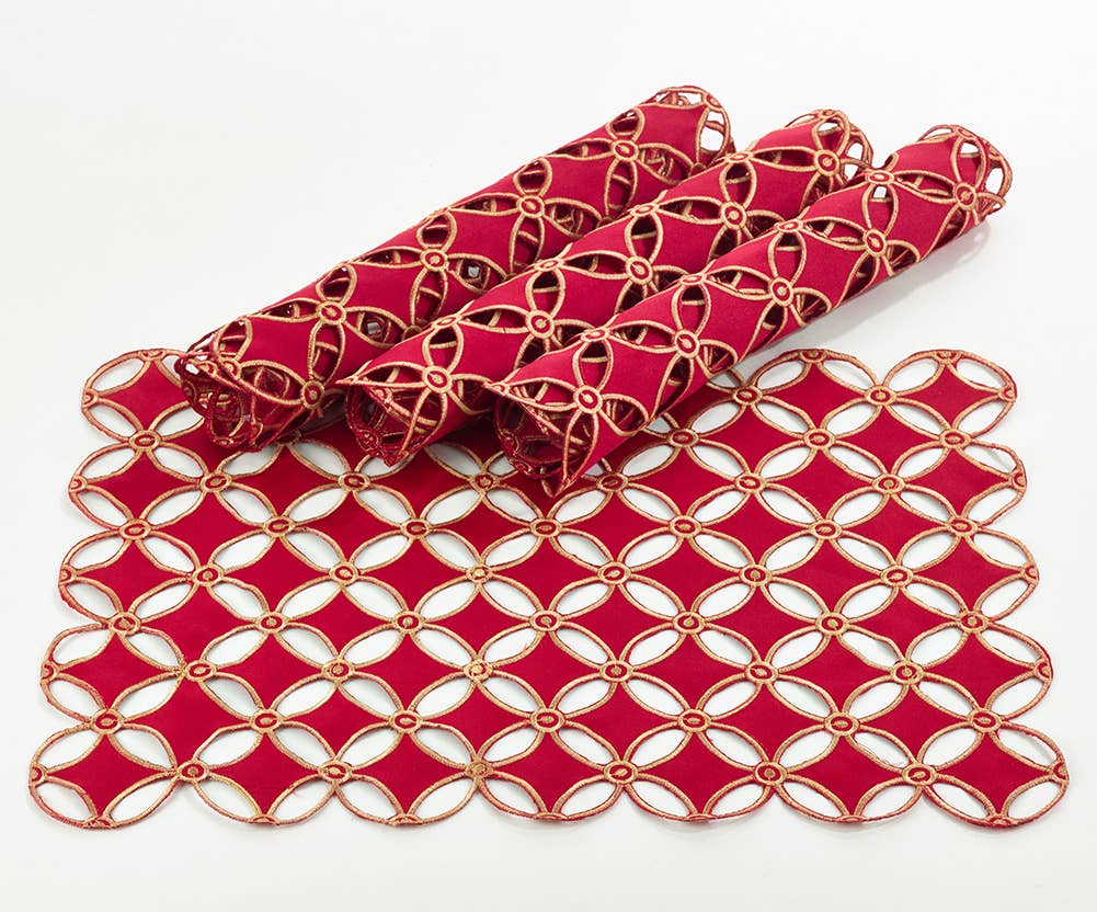 Red Gold Cutwork 14x20 Placemat
