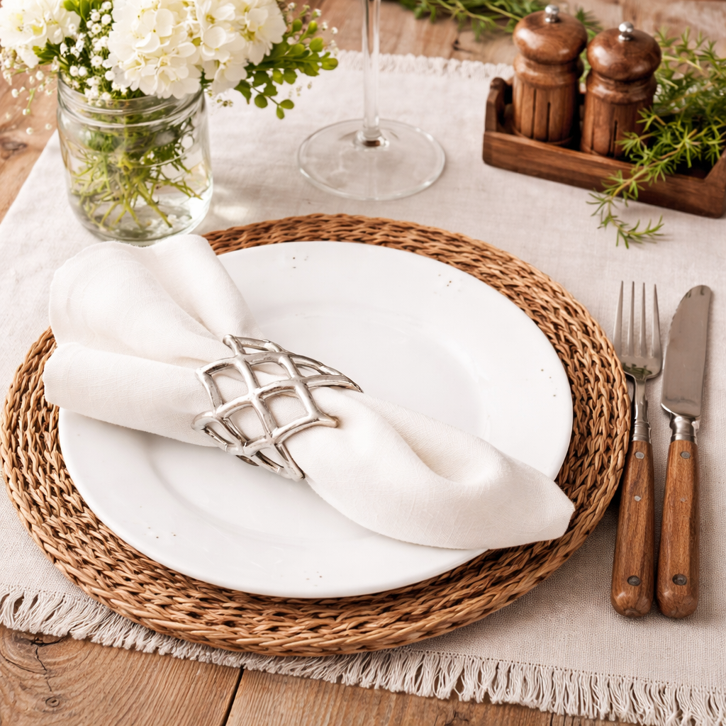 Silver Scallop Coral Aluminum Napkin Ring
