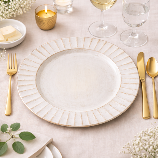 Ivory Rustic Ruffled 13" Charger Plate