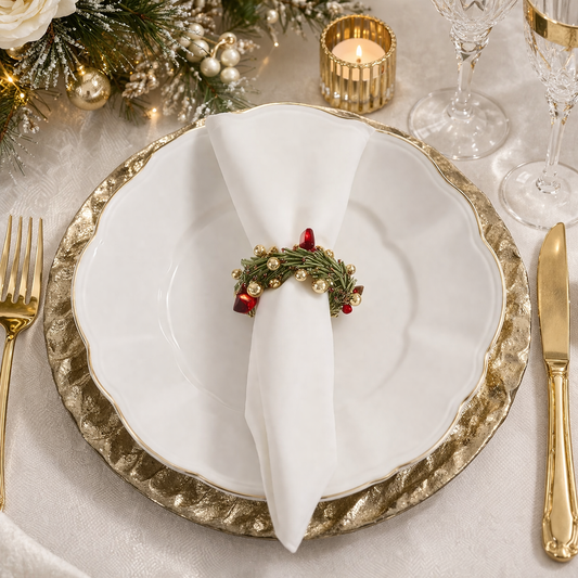 Hand Beaded Christmas Wreath Napkin Ring