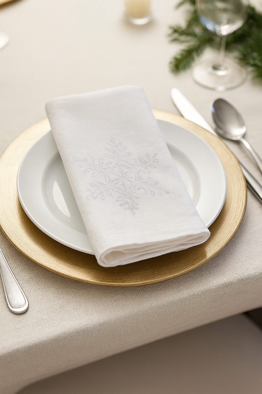 8000 - Burnout Snowflake White 20" Dinner Napkin