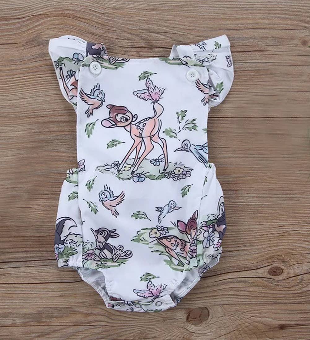 Deer White Baby Romper