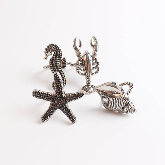 CH022 - Coastal Sea Creatures Design Napkin Rings - Set of 4