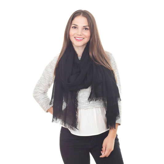 Black Classic Solid Shawl Scarf
