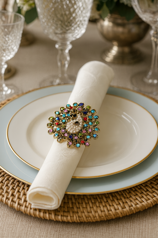 CH018 - Bejeweled Peacock Napkin Ring Holder