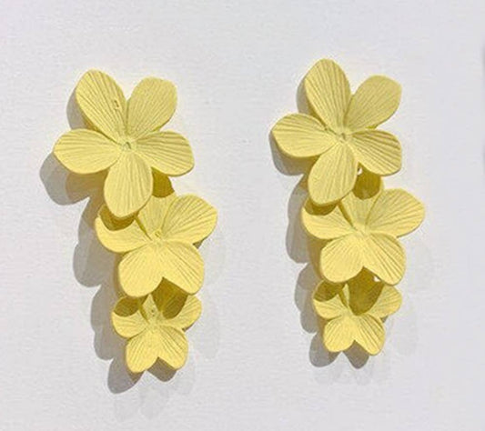 Yellow Flower Resin Drop Earrings