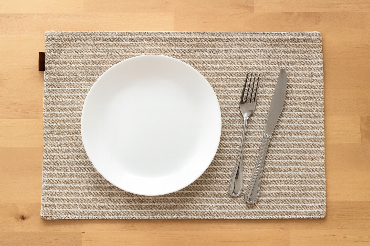 PM0049 - Beige Braided Stripe Two-Side Use Reversible Placemat