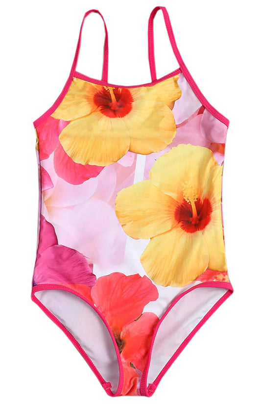 Tropical Floral 1pcs Girl Swimsuit