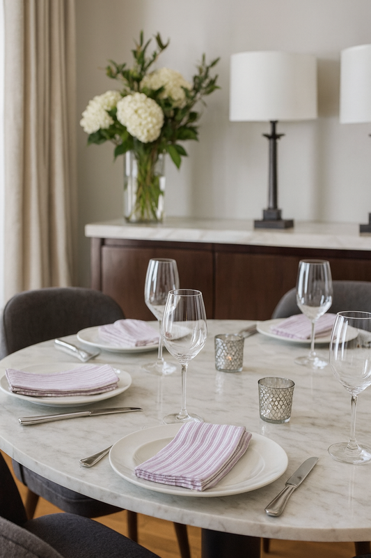 TBL0024 - Pink and White Striped 20" Cloth Napkin