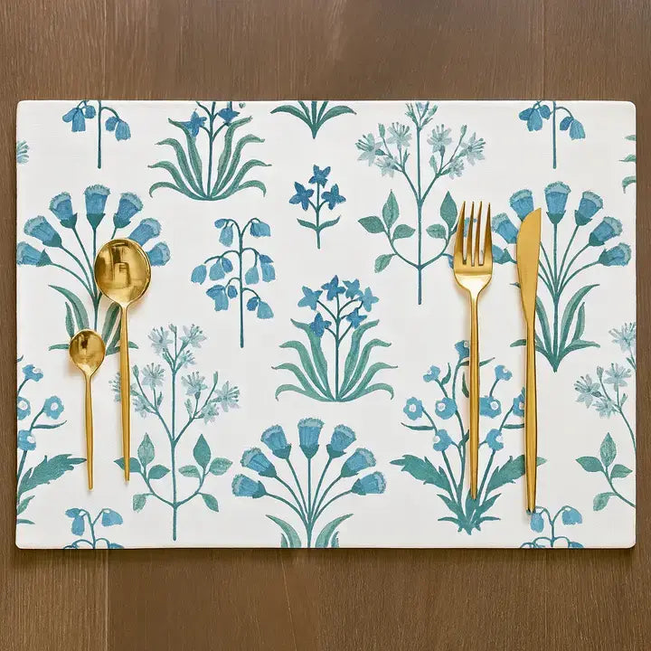 TBL0068 - Blue Flower Design 13"x19" Reversible Placemat