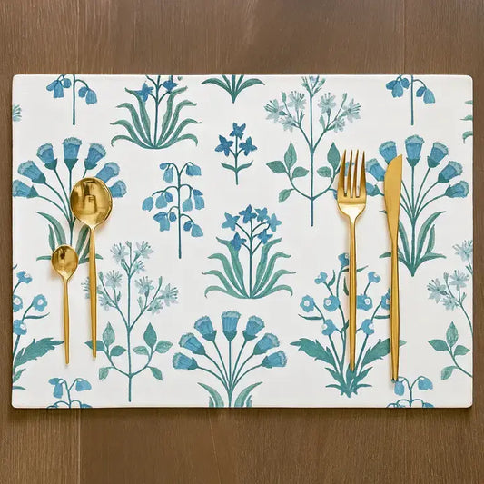 TBL0068 - Blue Flower Design 13"x19" Reversible Placemat