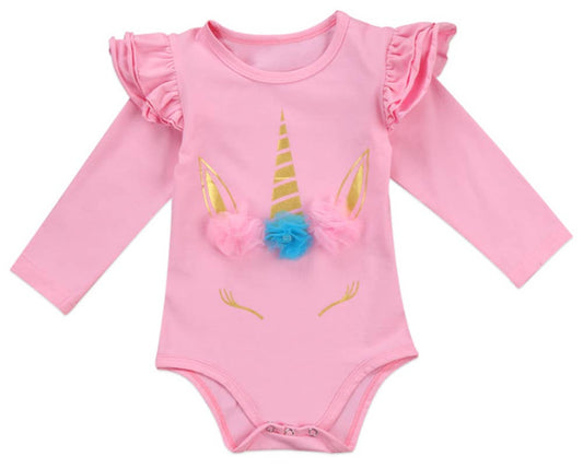 Pink Unicorn Cotton Baby Romper