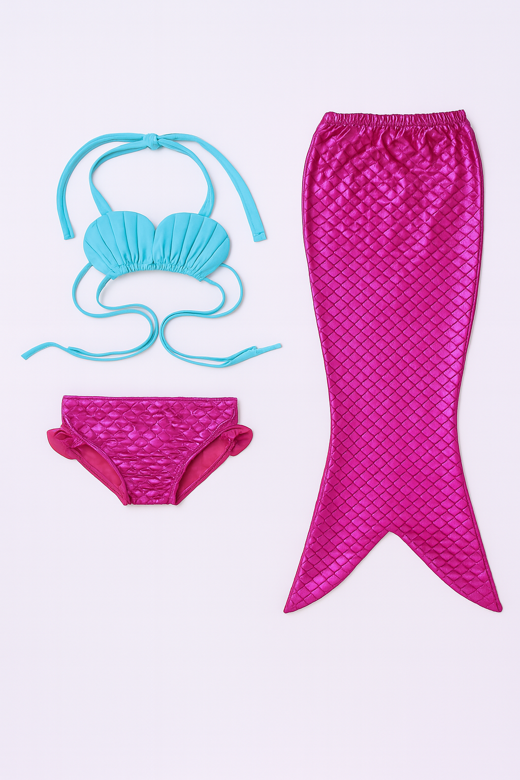 Blue-Pink 3pcs Girl Mermaid Outfit