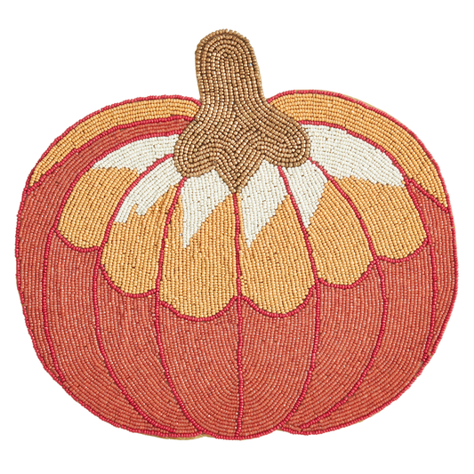8015 - Orange Beaded Pumpkin 14" Round Placemat