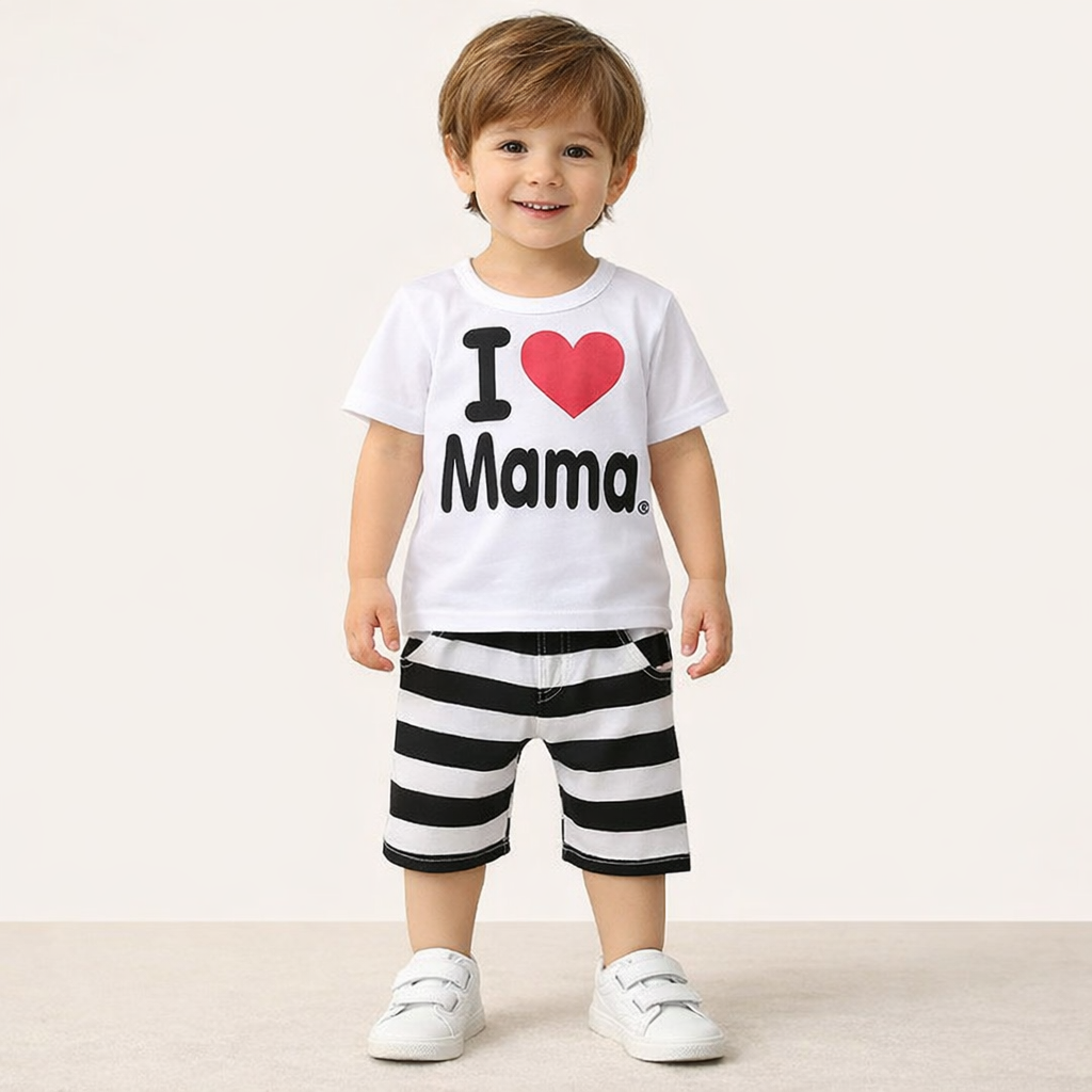 I Love Mama Cotton 2-Piece  Little Kids Loungewear Set