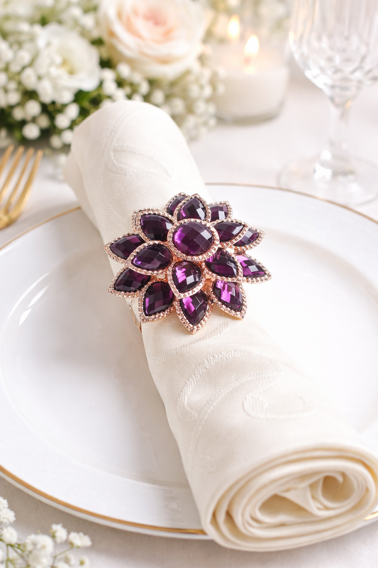 Purple Jeweled Flower Napkin Ring