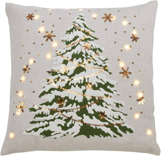 8970 - Christmas Tree LED Light Filled 18" Throw Pillow