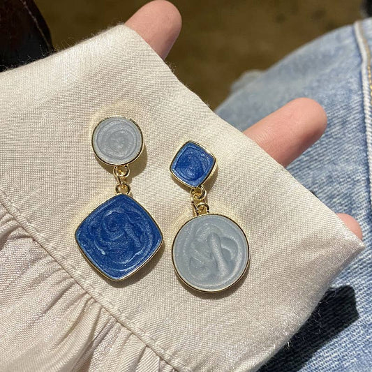 Blue Mismatched Dangle Earrings