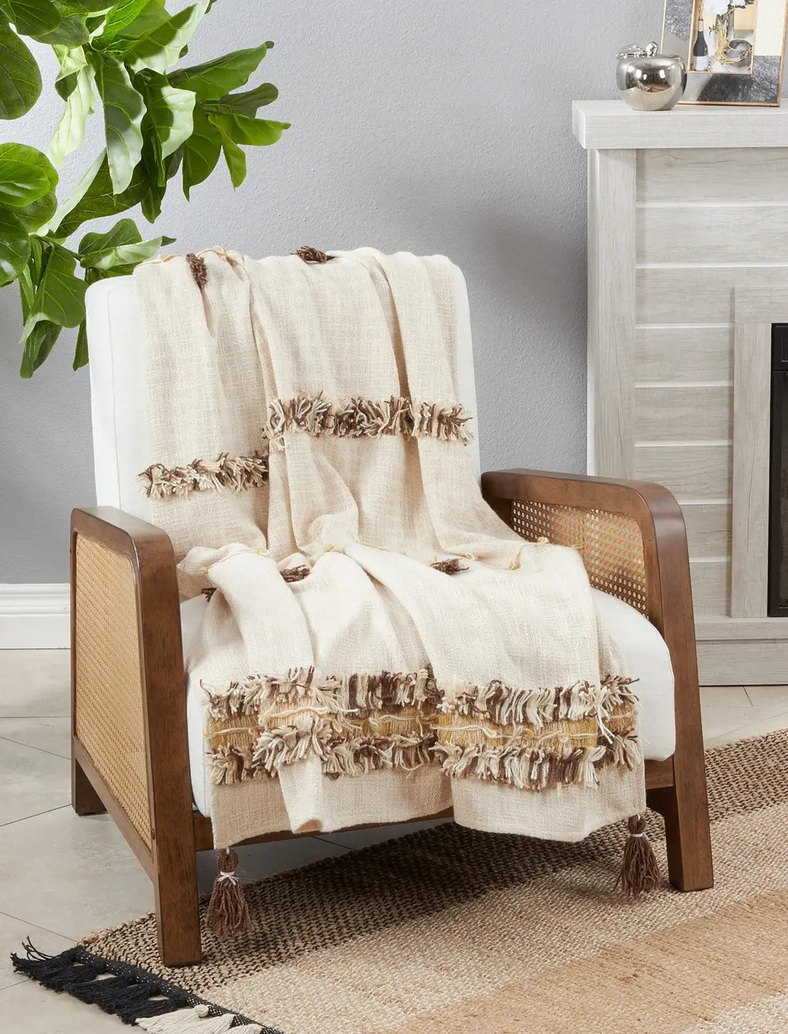 TH422 - Tassle & Fringe Cotton 48"x72" Throw Blanket