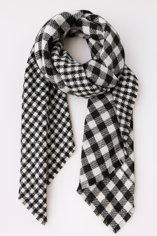 Black Double Side Buffalo Check Blanket Scarf