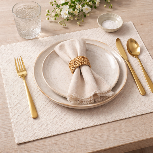 White Basket Weave 13"x18" Leathette Placemat