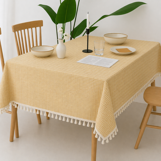 Yellow Mini Houndstooth Patterned Tablecloth