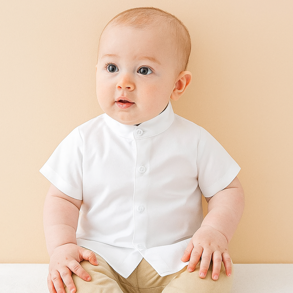White Boy Cotton Button-Down Dress Shirt
