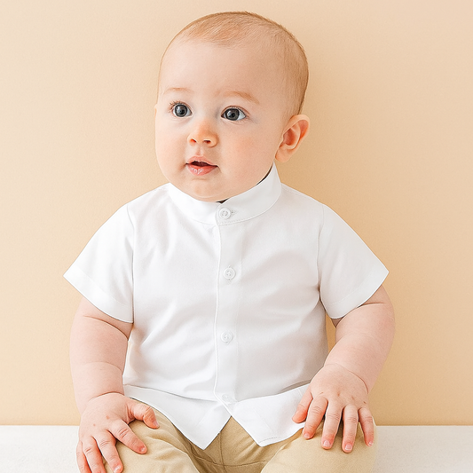 White Boy Cotton Button-Down Dress Shirt