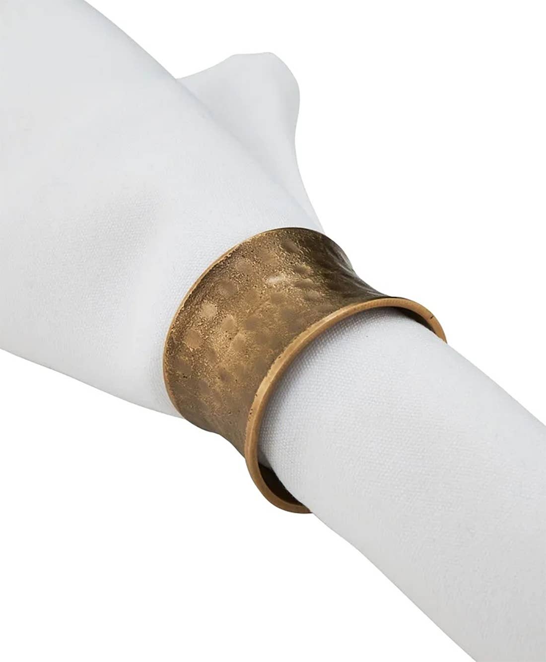 NR988 - Dark Gold Brass Hammered Napkin Ring