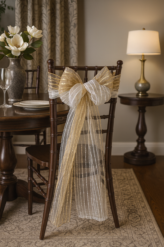 0602 - Fuzzy Stripes Sheer 10"x108" Chair Tie
