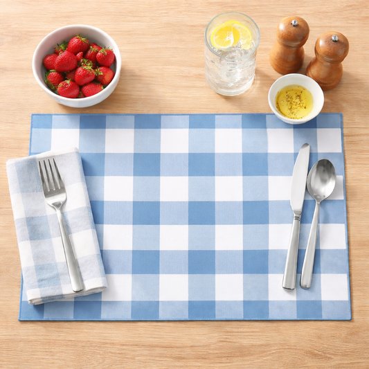 Indigo Handmade Buffalo Plaid Reversible 14"x20" Placemat