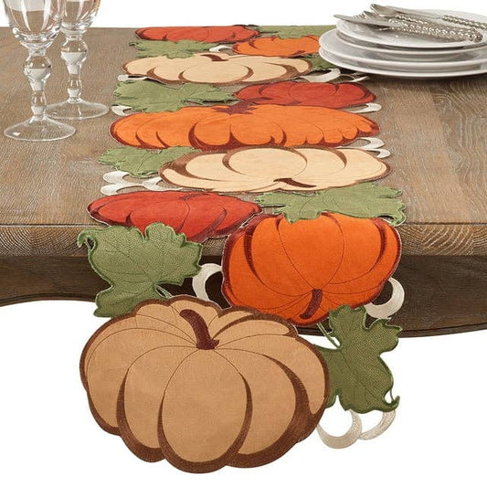 1648 - Harvest-Inspired Cutwork Pumpkin 14"x72" Table Runner