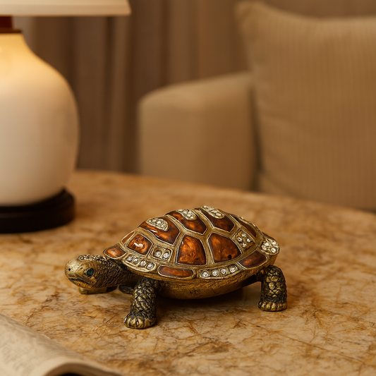 Jeweled Turtle Bronze 3" Trinket Box