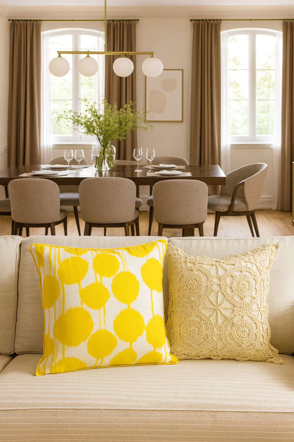1057 - Saffron Artistica Inkblot Cotton 20" Throw Pillow