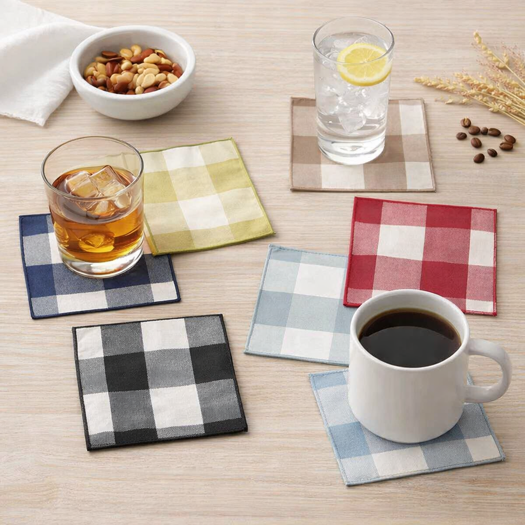 Handmade Buffalo Plaid Reversible 6" Coaster