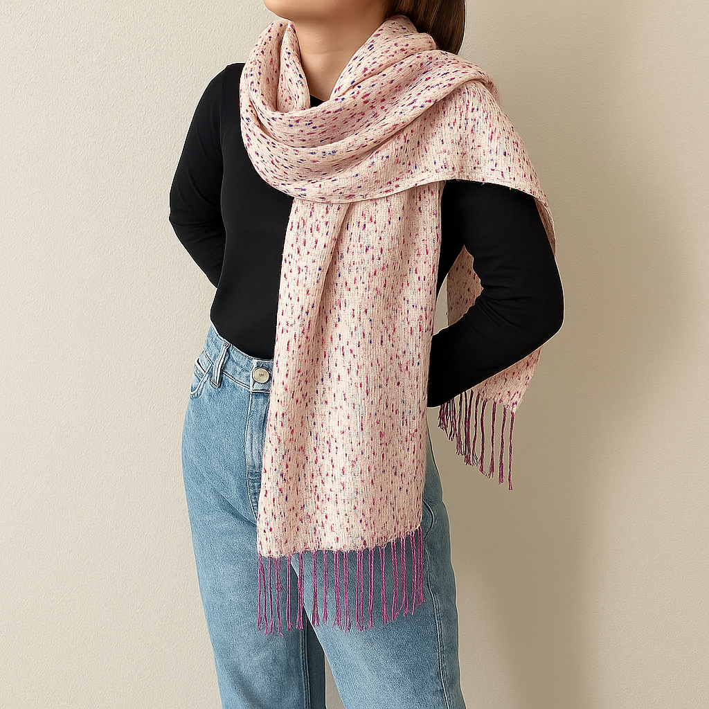 Knit Camellia Retro Cashmere Blend Wrap Scarf