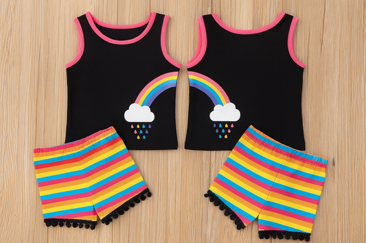 Rainbow Twin Black Girl Tank Top & Shorts