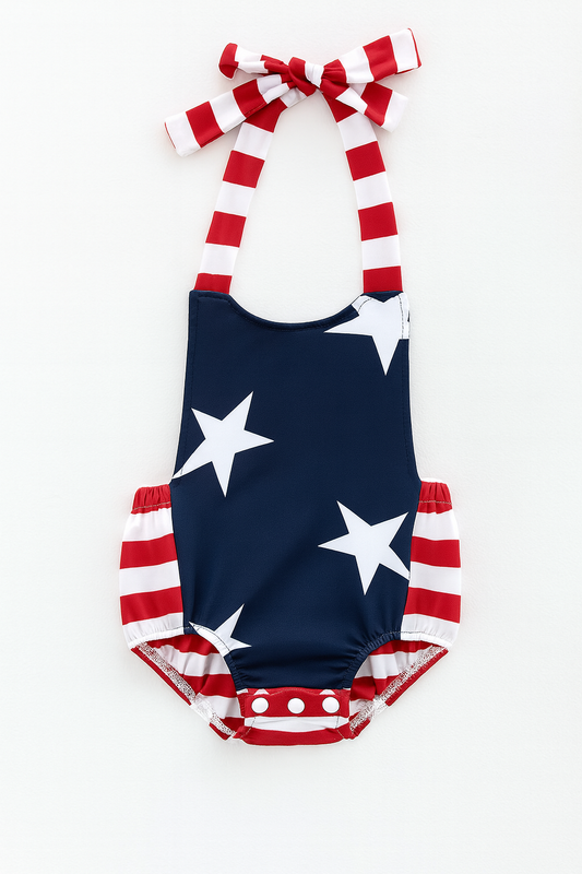 American Flag Cotton Baby Romper