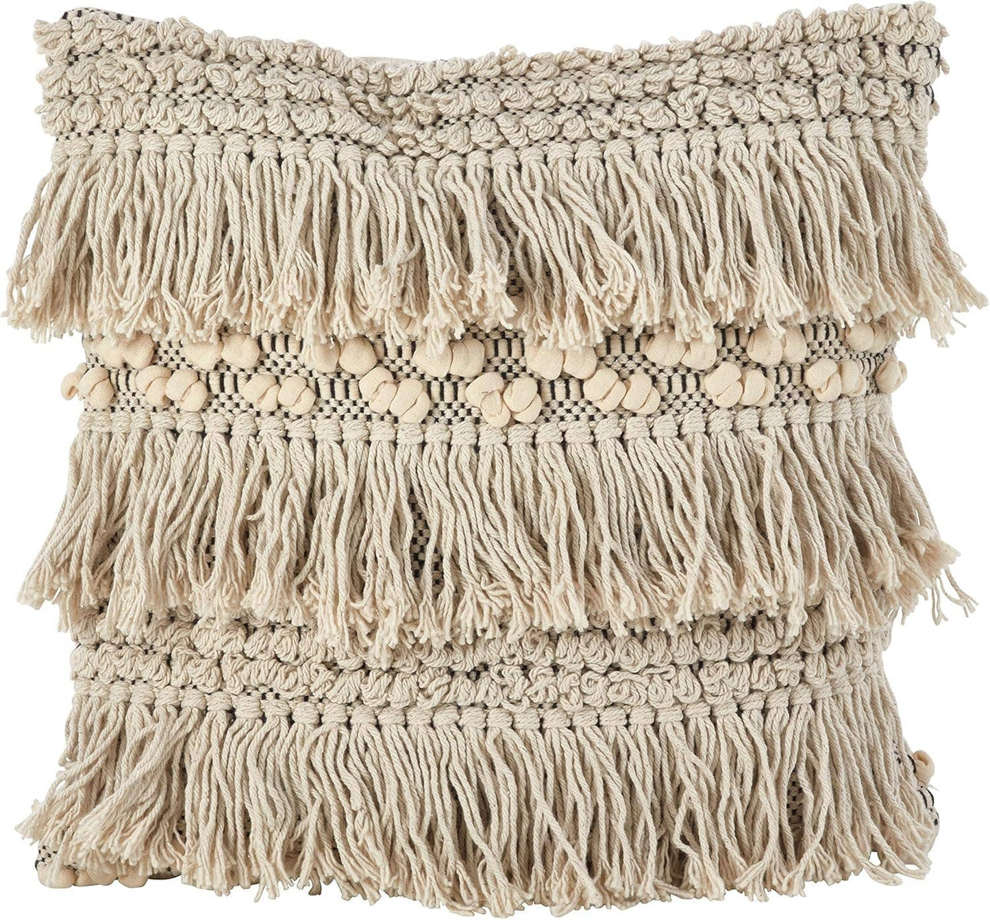 6452 - Moroccan Down Filled 18" Ivory Cotton Throw Pillow