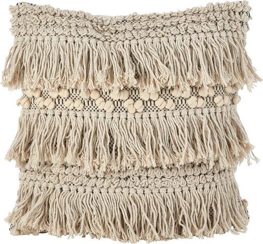 6452 - Moroccan Down Filled 18" Ivory Cotton Throw Pillow