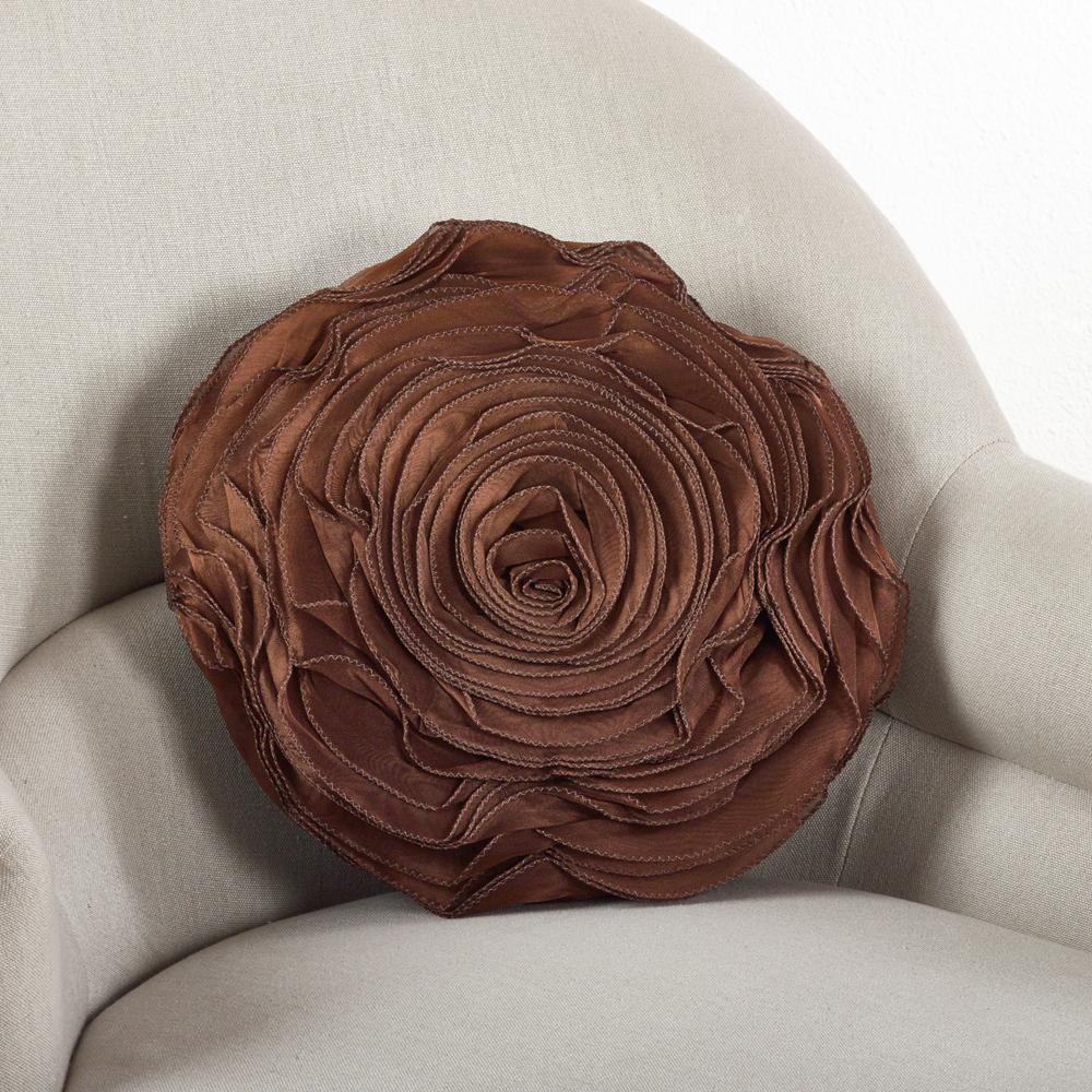 160 - Chocolate Rose Chiffon Decorative Throw Pillow